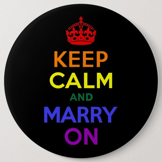 Regenboog kalm houden en trouwen aan ronde button 6,0 cm (Voorkant)