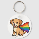 Regenboog Kap Puppy – LGBTQ++ Pride Design Sleutelhanger (Voorkant)