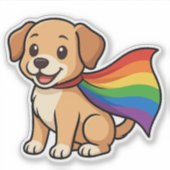 Regenboog Kap Puppy – LGBTQ++ Pride Design Sticker (Voorkant)