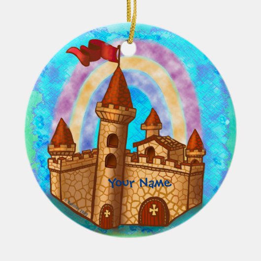 Regenboog Kasteel Keramisch Ornament (Voorkant)