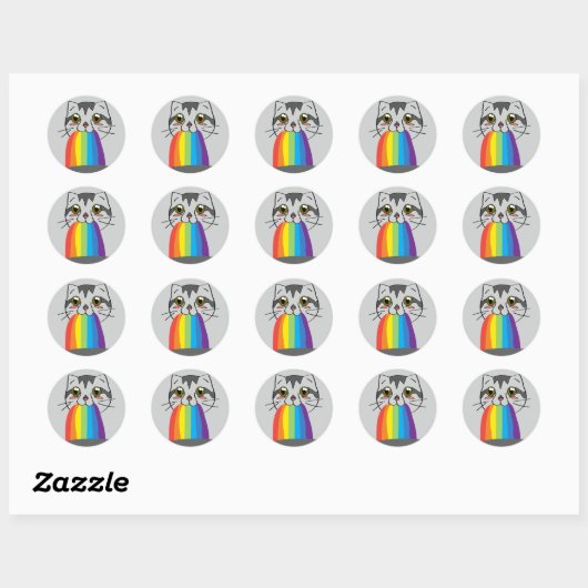 Regenboog Kat Braken Stickers (Vel)