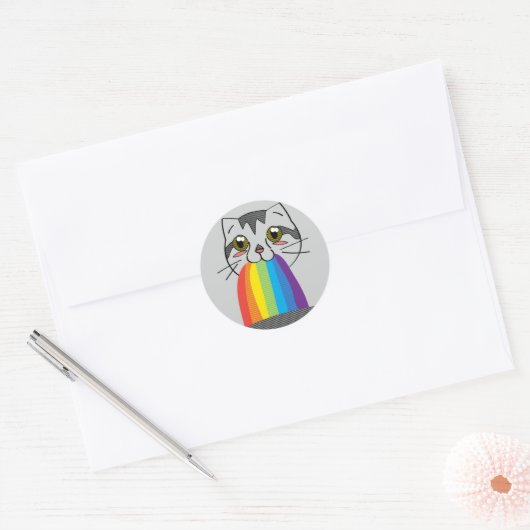 Regenboog Kat Braken Stickers (Envelop)