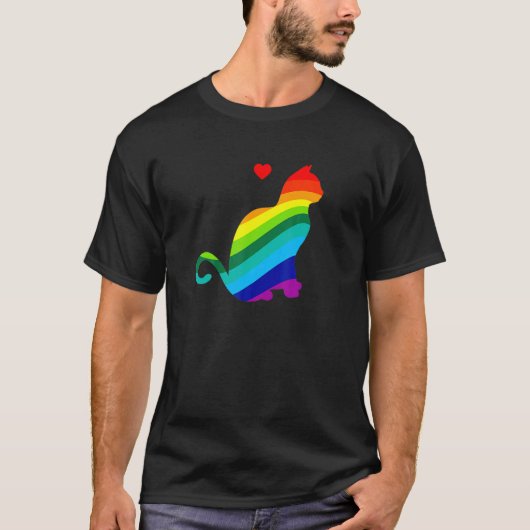 Regenboog Kat Ik Hou Van Katten T-shirt (Voorkant)