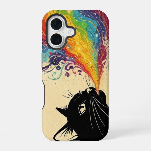 Regenboog kat iPhone 16 hoesje (Achterkant)