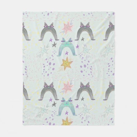 regenboog kat kunst  fleece deken (Voorkant)
