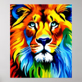 Regenboog Kat Leeuw Poster - Digitale Kunst Fantas (Voorkant)