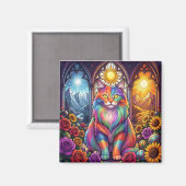 regenboog kat magneet (Voorkant / Achterkant)
