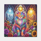 regenboog kat magneet (Voorkant)