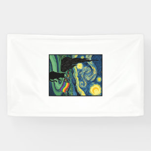Regenboog Kat Nacht Landschap Vector T-shirt Ontwe Spandoek