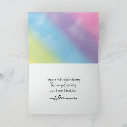 Regenboog Kat Pet Loss Sympathie Kaart (Binnen)