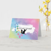 Regenboog Kat Pet Loss Sympathie Kaart (Gele Bloem)