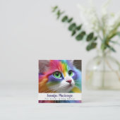 Regenboog Kat Pet Sitter en Hond Walker Vierkante Visitekaartje (Staand voorkant)