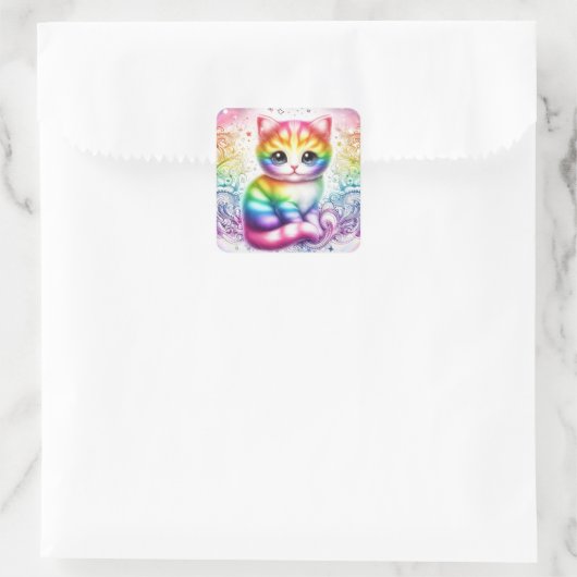 Regenboog kat stickers (Tas)