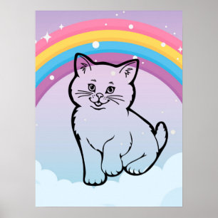 regenboog katje  poster