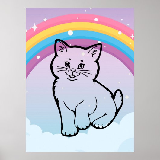 regenboog katje  poster (Voorkant)