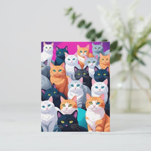 Regenboog Katten, Postcrossing Briefkaart (Staand voorkant)