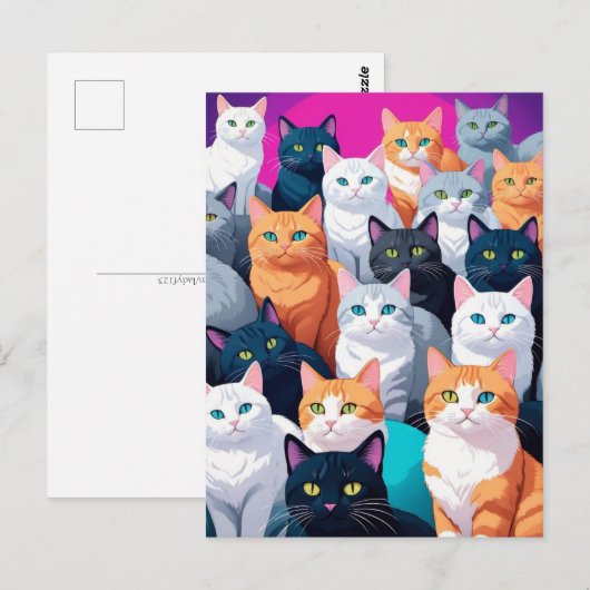 Regenboog Katten, Postcrossing Briefkaart (Voorkant / Achterkant)