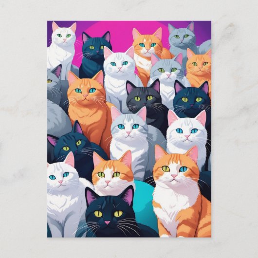 Regenboog Katten, Postcrossing Briefkaart (Voorkant)