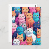Regenboog Katten, Postcrossing Briefkaart (Voorkant / Achterkant)