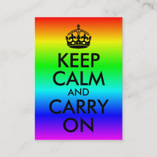 Regenboog Keep Calm and Carry On Visitekaartje