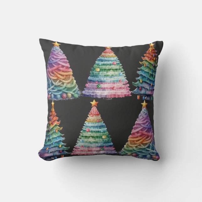 Regenboog kerstbomen kussen (Voorkant)