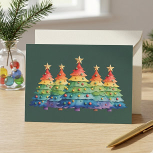 Regenboog Kerstbomen LGBTQ Pride Vakantie Kunst Feestdagenkaart