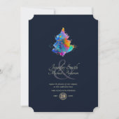 Regenboog Kerstboom COUPLES Evenement Marineblauw Kaart (Voorkant)