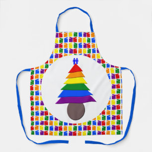 Regenboog Kerstboom en Cadeaus voor Homoseksuele M Schort