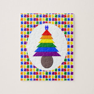 Regenboog Kerstboom en Kado's voor Homoseksuele Ma Legpuzzel