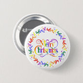 Regenboog Kerstkrans Kerstknop Ronde Button 5,7 Cm (Voorkant /achterkant)