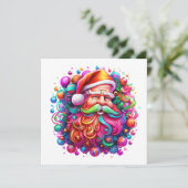 Regenboog Kerstman Feestdagenkaart (Staand voorkant)