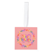 Regenboog Kerstmis Krans Kubus Ornament (Voorkant)