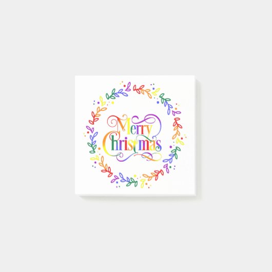 Regenboog Kerstmis Kranz Post-it Notities Post-it® Notes (Voorkant)