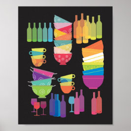 Regenboog Keuken Mid Century Modern Zwart Pop Art Poster
