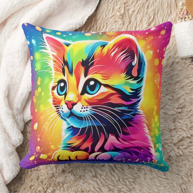 Regenboog Kitten Droom Kussen (Deken)