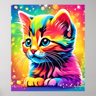 Regenboog Kitten Droom Poster