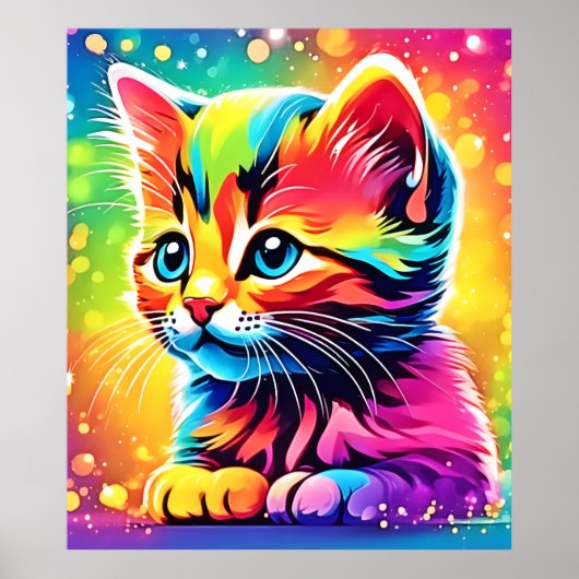 Regenboog Kitten Droom Poster (Voorkant)
