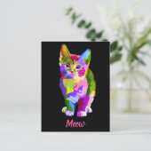 Regenboog kitten miauw briefkaart (Staand voorkant)