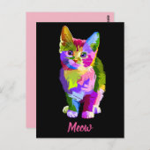 Regenboog kitten miauw briefkaart (Voorkant / Achterkant)