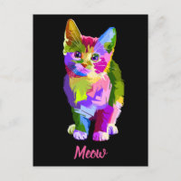 Regenboog kitten miauw briefkaart