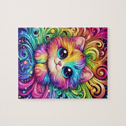 Regenboog kitten puzzel legpuzzel (Horizontaal)
