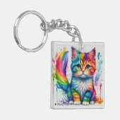 Regenboog Kitten Schilder Acrylsleutelhanger Sleutelhanger (Voorkant Links)