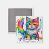 Regenboog Kitten Schilder Magneet (Voorkant / Achterkant)