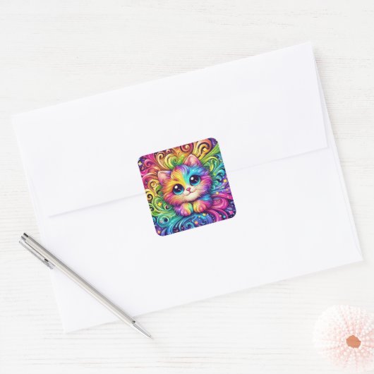 Regenboog kitten stickers (Envelop)