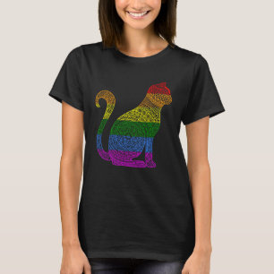 Regenboog Kitty Kat Mandala Lotus Bloem Yoga Medit T-shirt