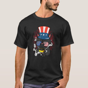 Regenboog Kitty Kat USA Vlag Zonnebril Feline Whis T-shirt