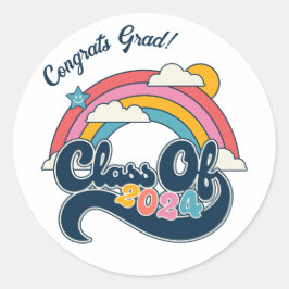 Regenboog Klasse van 2024 Envelope Seal Ronde Stic Sticker