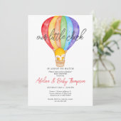 Regenboog kleine chick op het punt om Baby shower  Kaart (Staand voorkant)