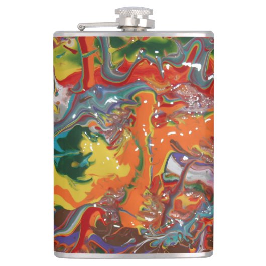 Regenboog Kleur Flow Schilder Kunst Heupfles (Voorkant)