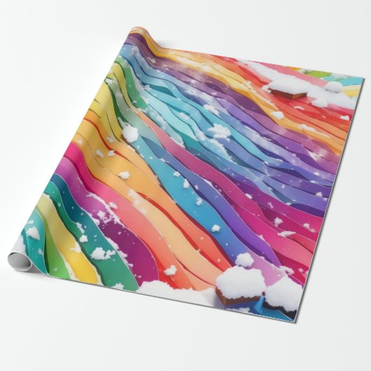 Regenboog Kleur golflijn Cadeaupapier (Uitgerold)